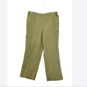 ALFRED DUNNER Cotton Polyester Spandex Women's Light Green Textured Pants 18